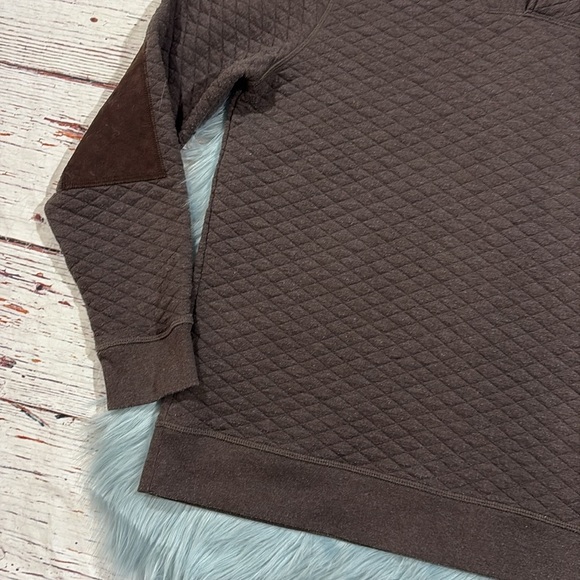 Billy Reid Men's Diamond Quilted Shawl Pullover with Suede Elbow Patches - Picture 9 of 9